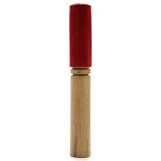 Wooden Singing Bowl Striker – Sheesham with Velvet Wrap (19cm) | Soft-Edged Striker for Controlled, Gentle Tone