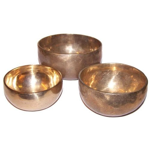 Handmade Brass Singing Bowl – Set of 3 (11–13cm) | Traditional Meditation Bowl Trio