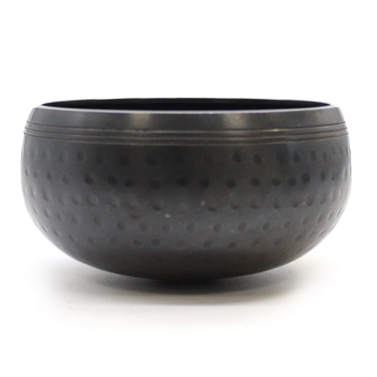 Black Beaten Singing Bowl – Small (14cm) | Handcrafted Brass Bowl for Meditation