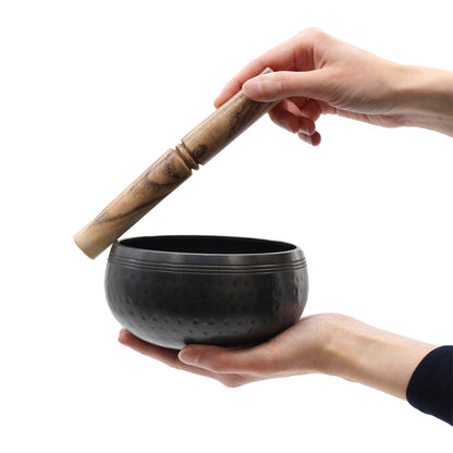 Black Beaten Singing Bowl – Small (14cm) | Handcrafted Brass Bowl for Meditation