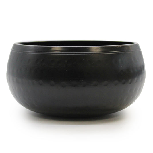 Black Beaten Singing Bowl – Medium (15cm) | Handcrafted Brass Bowl for Meditation