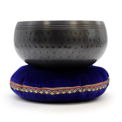 Black Beaten Singing Bowl – Medium (15cm) | Handcrafted Brass Bowl for Meditation