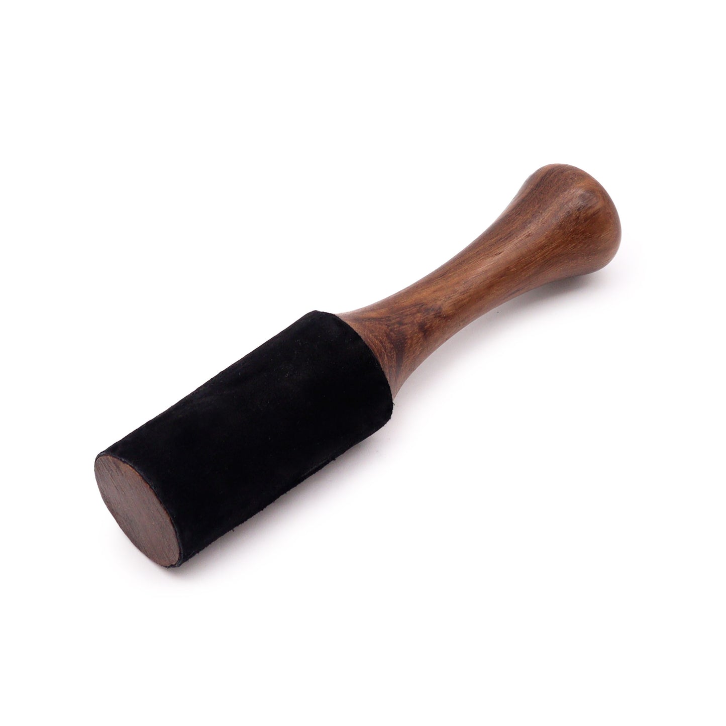 Large Classic Wooden Singing Bowl Mallet – Indian Laurel (19x4cm) | Velvet Wrap & Handle
