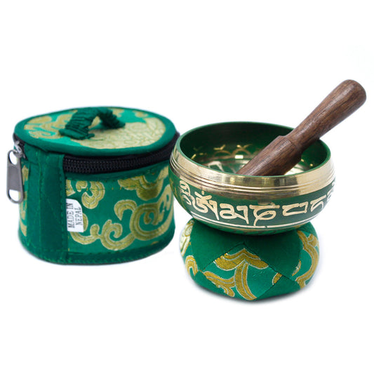 Mini Singing Bowl Set – Green (8cm) | Clear, Resonant Tone for Meditation & Mindfulness