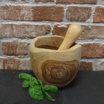Natural Teak Pestle & Mortar – Medium | Handmade in Bali