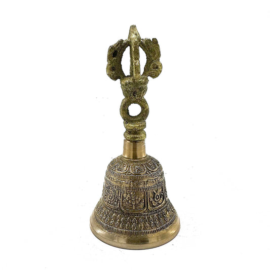 Tibetan Brass Hand Bell – Medium | Calming, Resonant & Artisan-Crafted