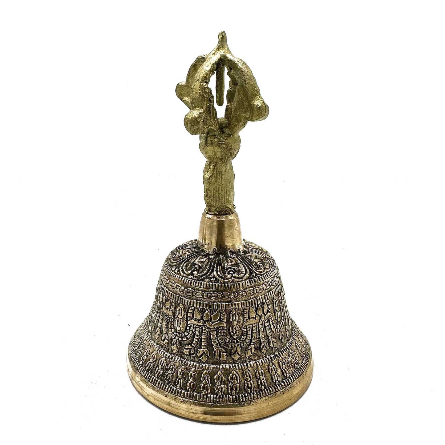 Tibetan Brass Hand Bell – Large | Calming, Resonant & Artisan-Crafted