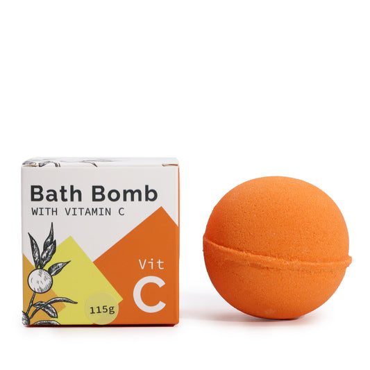 Vitamin C Infused Bath Bomb – 115g | Orange & Lemon Essential Oils with Rosehip Oil
