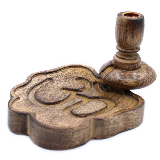 Om Mango Wood Backflow Incense Burner – Small | Handcrafted Burner for Spiritual Ambiance